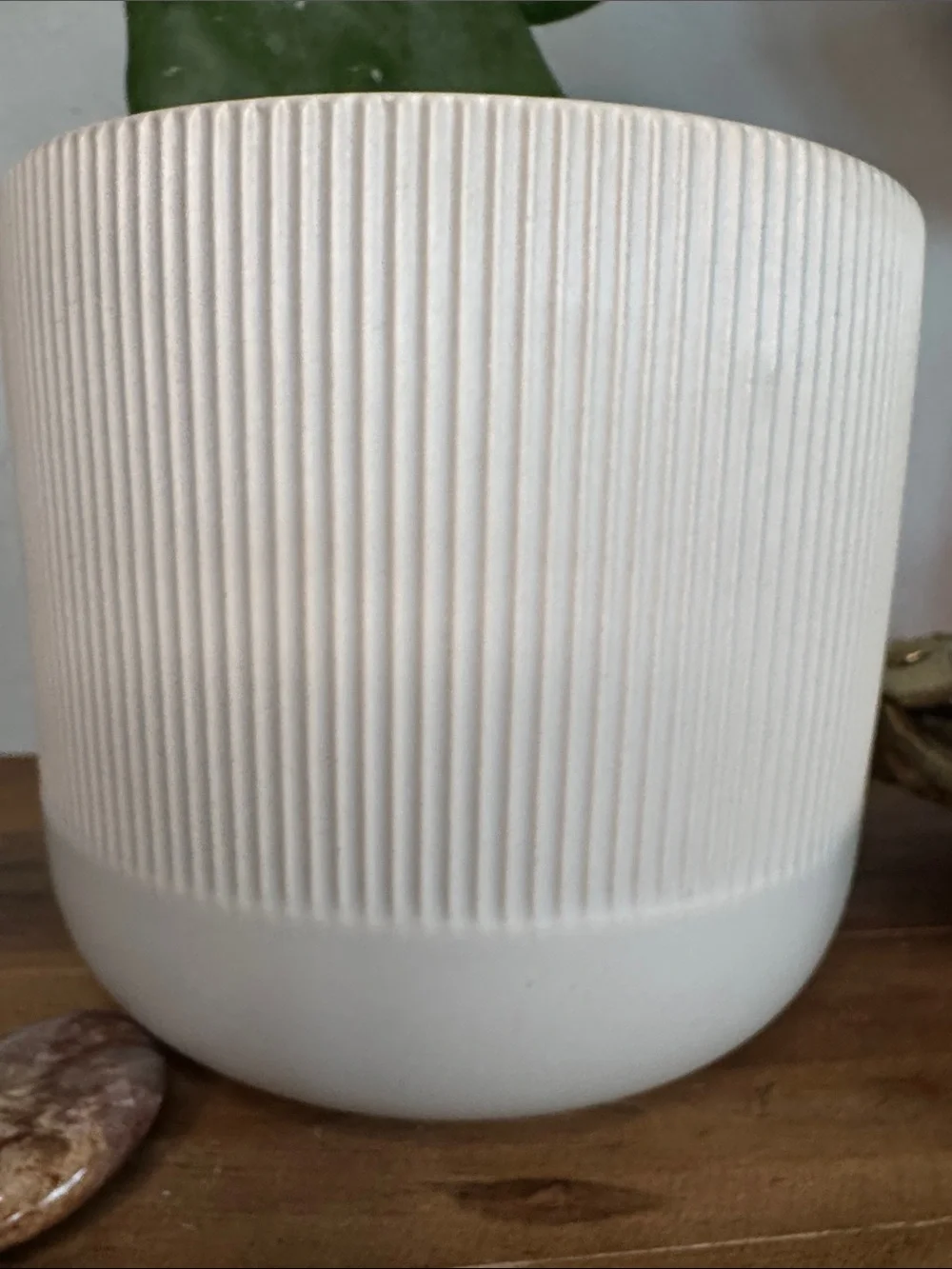 IKEA Cream Ribbed Ceramic Planter
